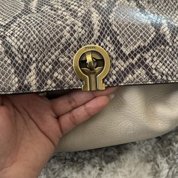 Fossil Cream/Snake Print Crossbody - Picture 3 of 15
